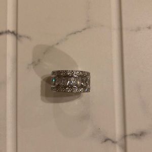Cubic zirconia silver band